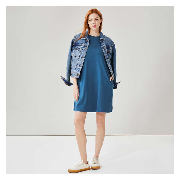 Aux Femmes Robe à manches courtes - Bleu Cendré